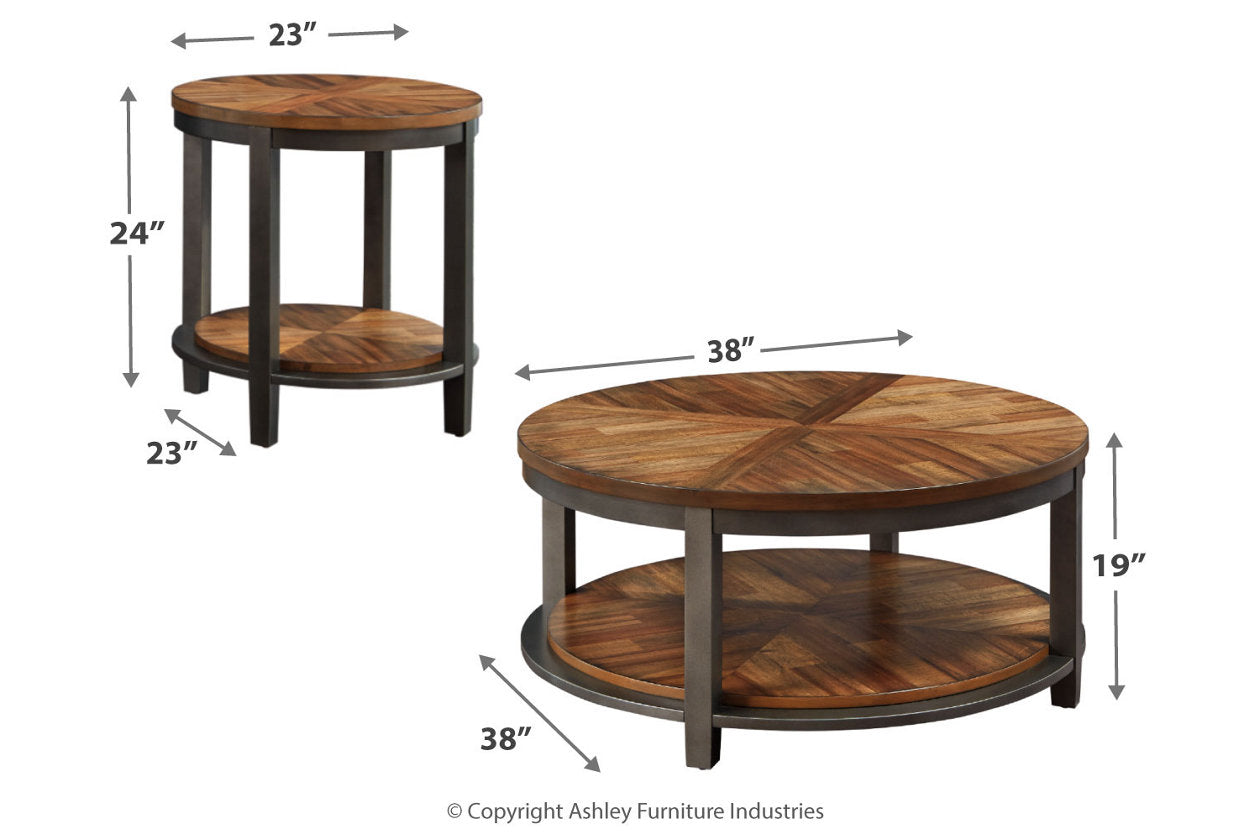 Roybeck Light Brown/Bronze Table, Set of 3 - T411-13 - Luna Furniture - Dallas Store