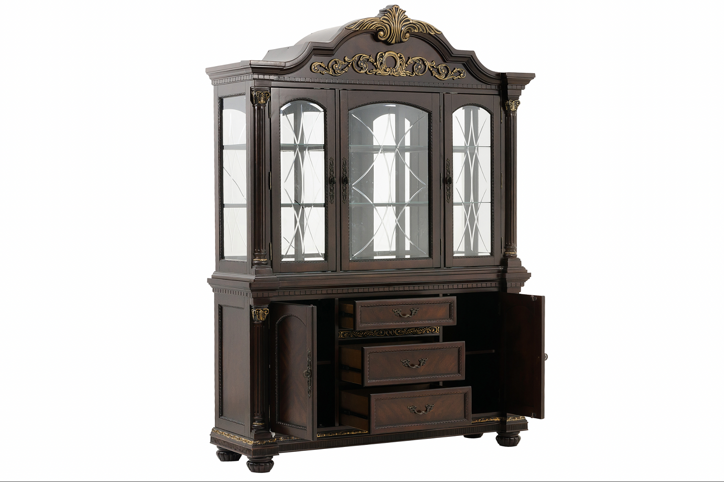 Russian Hill Warm Cherry Buffet & Hutch - SET | 1808-55 | 1808-50 - Luna Furniture - Dallas Store