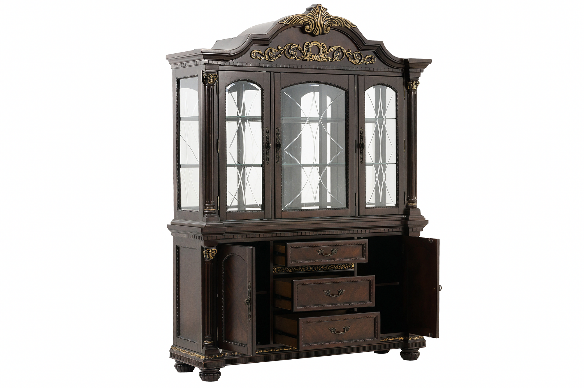Russian Hill Warm Cherry Buffet & Hutch - SET | 1808-55 | 1808-50 - Luna Furniture - Dallas Store