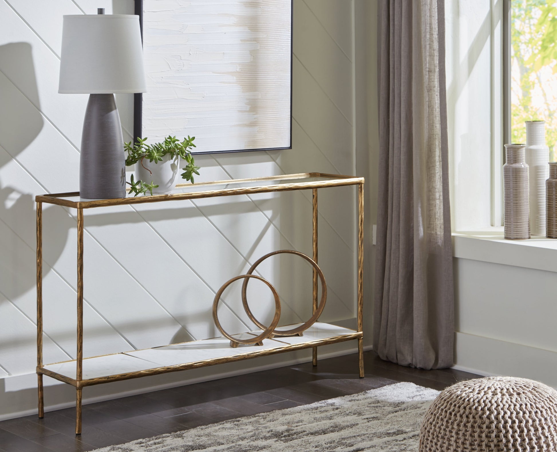 Ryandale Antique Brass Finish Console Sofa Table - A4000443 - Luna Furniture - Dallas Store