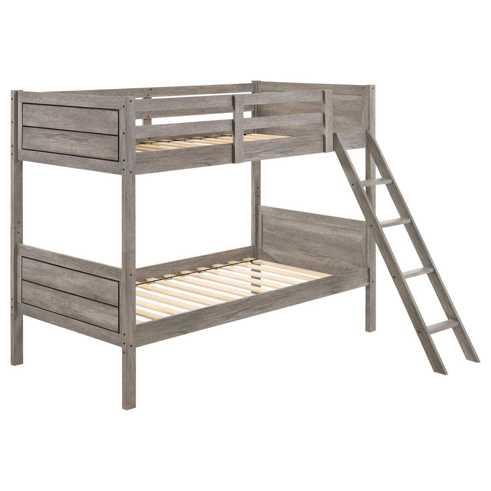 Ryder Weathered Taupe Twin over Twin Bunk Bed - 400818 - Luna Furniture - Dallas Store