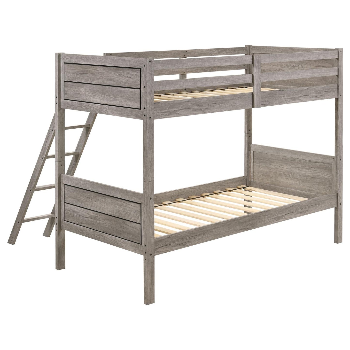 Ryder Weathered Taupe Twin over Twin Bunk Bed - 400818 - Luna Furniture - Dallas Store