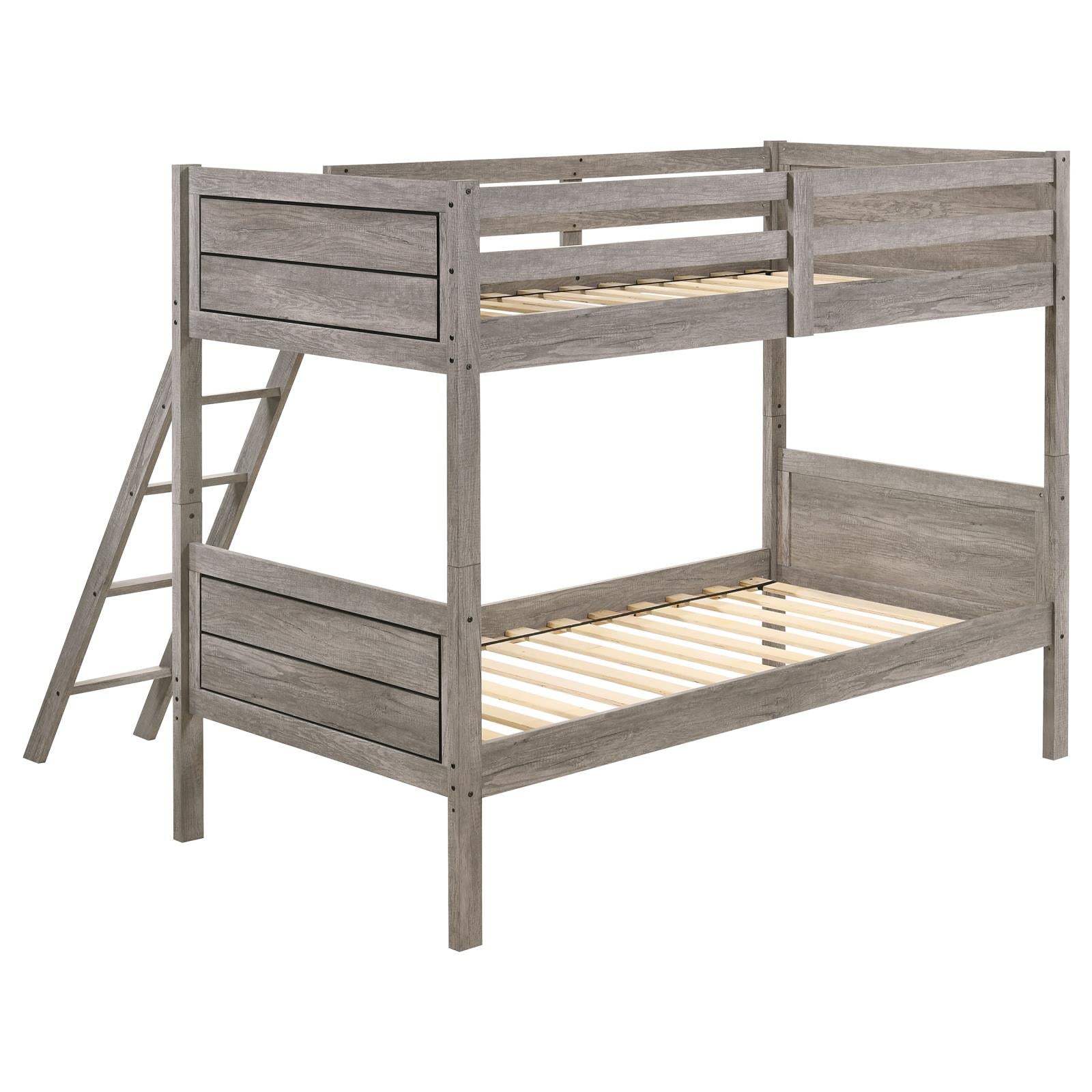 Ryder Weathered Taupe Twin over Twin Bunk Bed - 400818 - Luna Furniture - Dallas Store