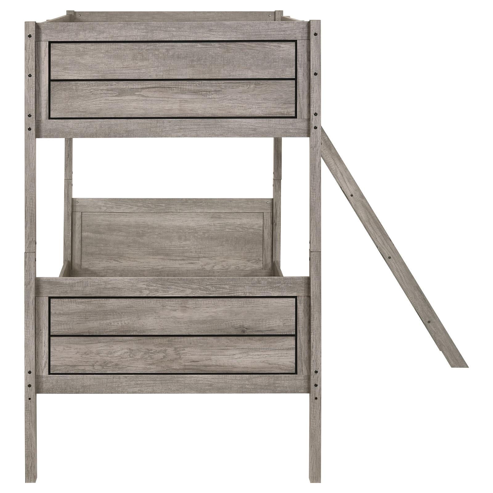 Ryder Weathered Taupe Twin over Twin Bunk Bed - 400818 - Luna Furniture - Dallas Store