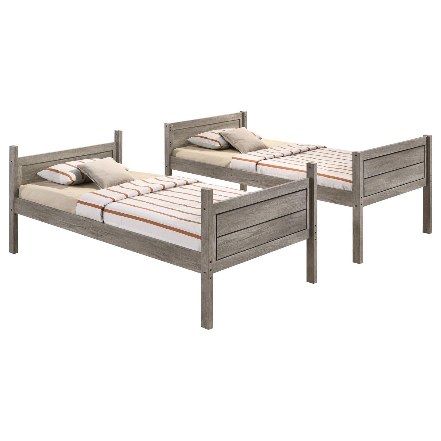 Ryder Weathered Taupe Twin over Twin Bunk Bed - 400818 - Luna Furniture - Dallas Store
