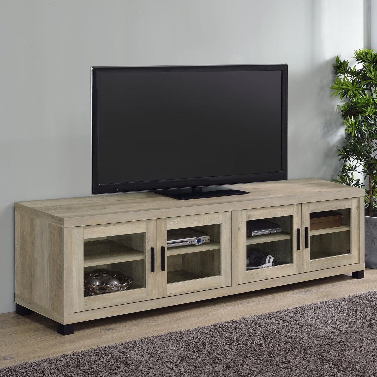 Sachin Rectangular TV Console with Glass Doors - 736283 - Luna Furniture - Dallas Store