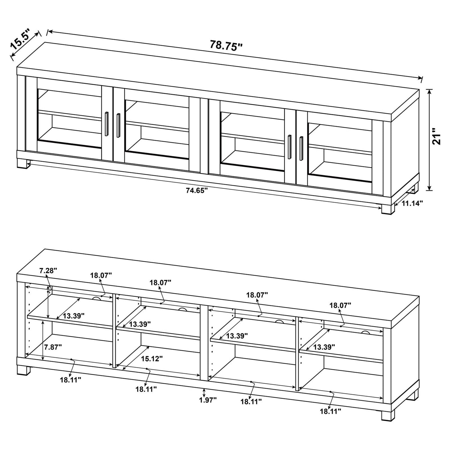 Sachin Rectangular TV Console with Glass Doors - 736293 - Luna Furniture - Dallas Store