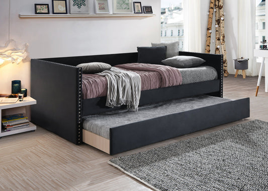 Sadie Black Velvet Twin Daybed - SET | 5321BK-ARM | 5321BK-BACK - Luna Furniture - Dallas Store
