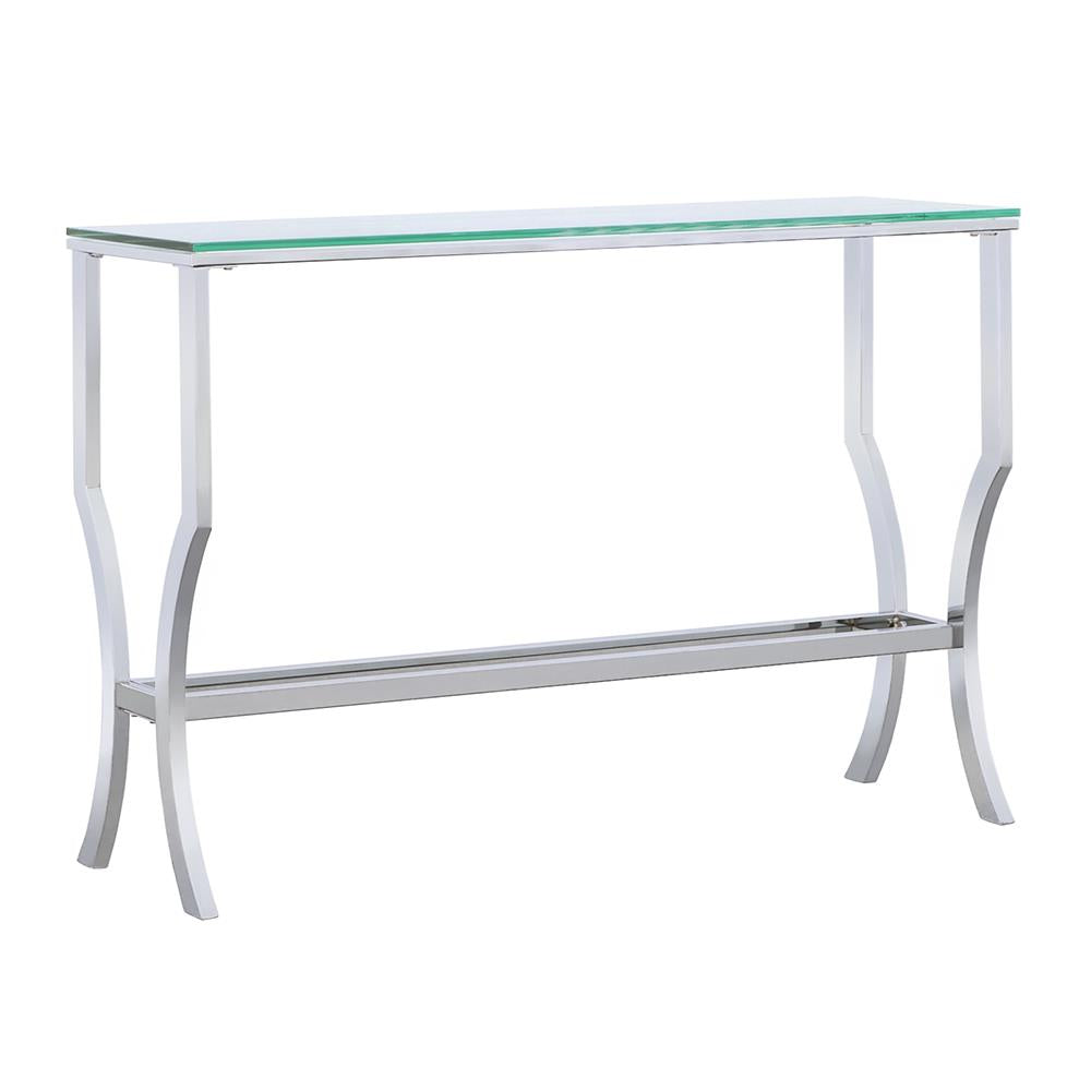 Saide Rectangular Sofa Table with Mirrored Shelf Chrome - 720339 - Luna Furniture - Dallas Store