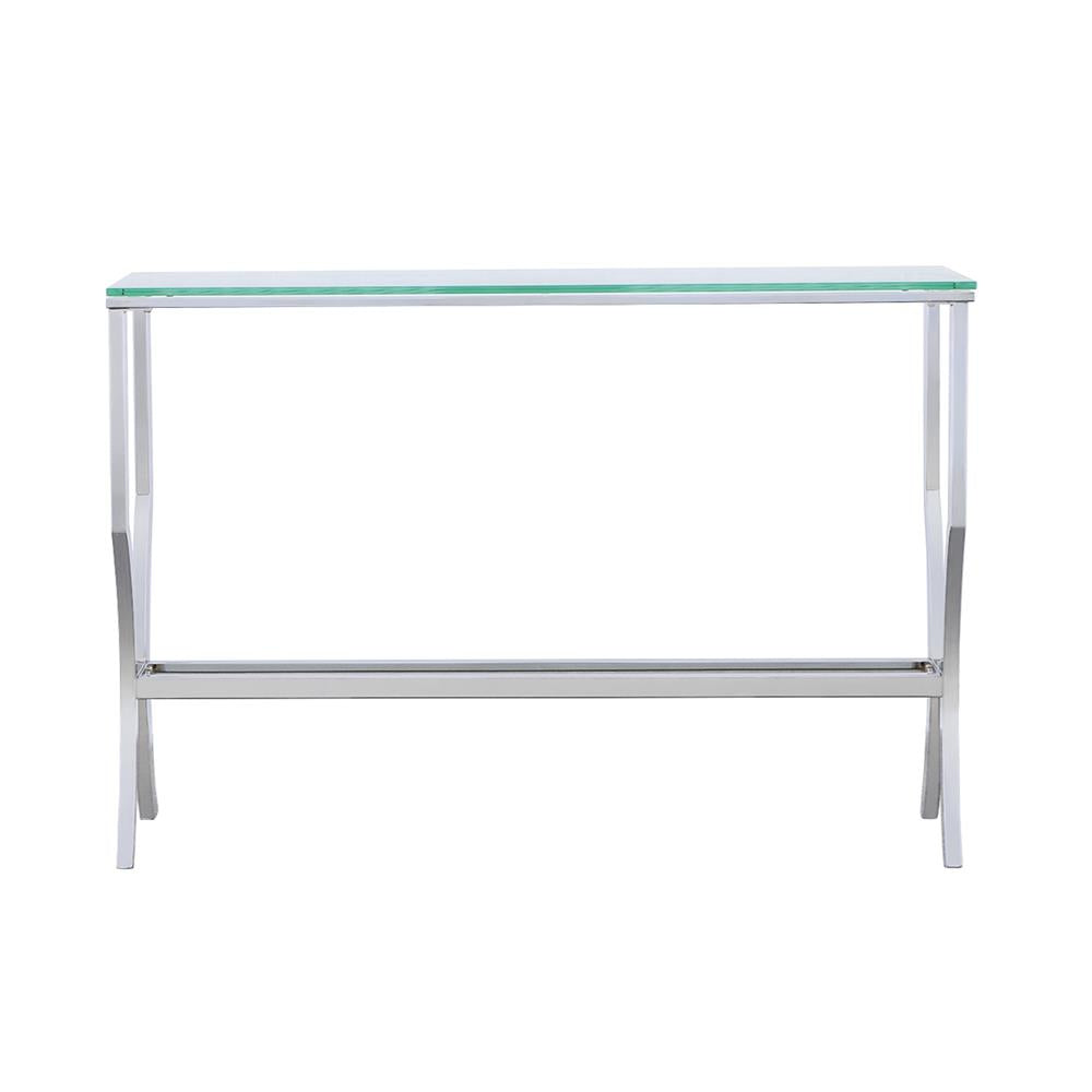 Saide Rectangular Sofa Table with Mirrored Shelf Chrome - 720339 - Luna Furniture - Dallas Store