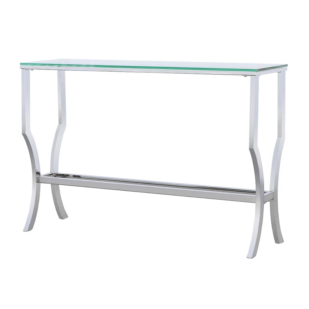 Saide Rectangular Sofa Table with Mirrored Shelf Chrome - 720339 - Luna Furniture - Dallas Store