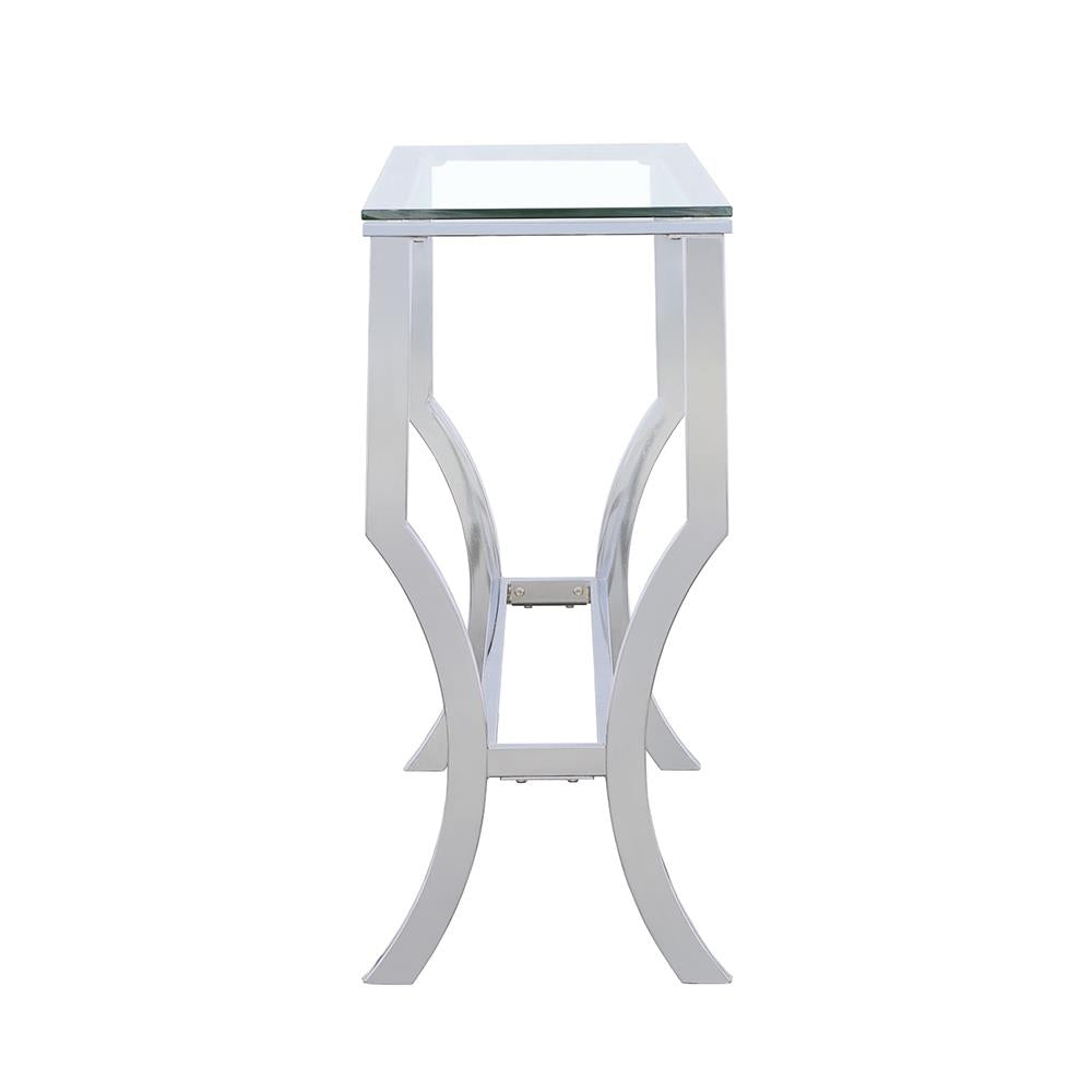 Saide Rectangular Sofa Table with Mirrored Shelf Chrome - 720339 - Luna Furniture - Dallas Store