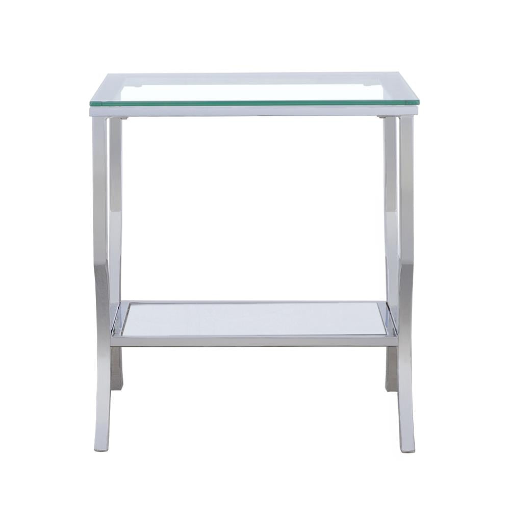 Saide Square End Table with Mirrored Shelf Chrome - 720337 - Luna Furniture - Dallas Store