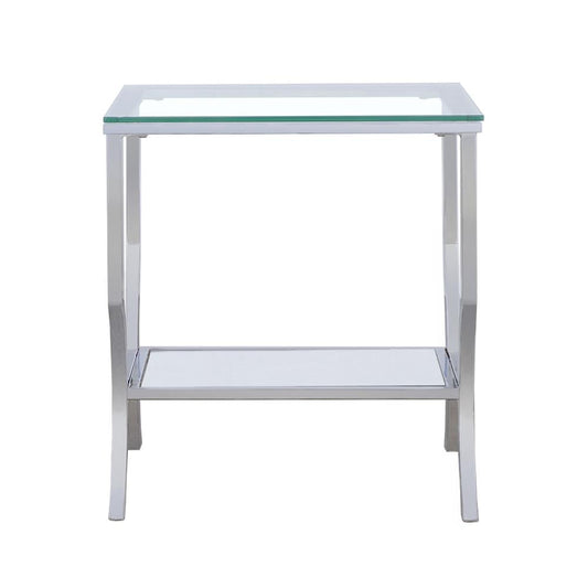 Saide Square End Table with Mirrored Shelf Chrome - 720337 - Luna Furniture - Dallas Store