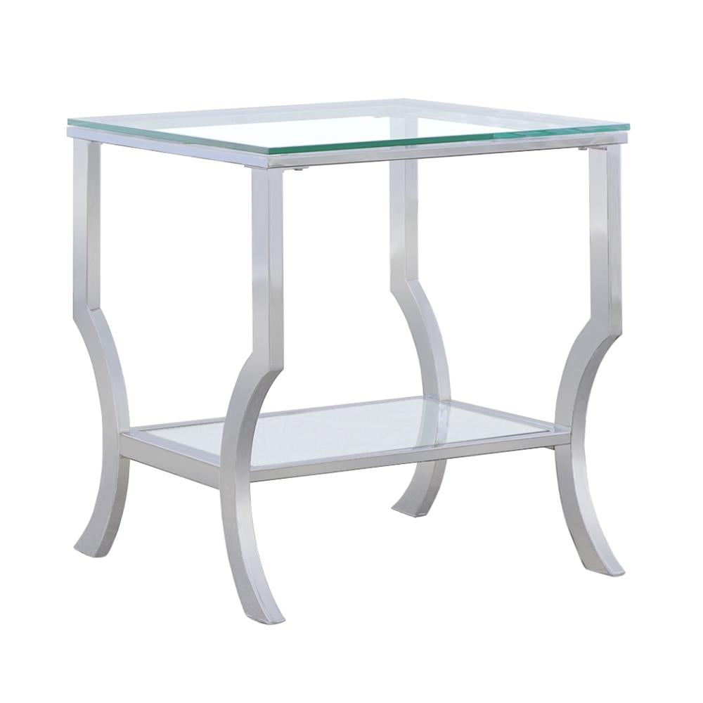 Saide Square End Table with Mirrored Shelf Chrome - 720337 - Luna Furniture - Dallas Store