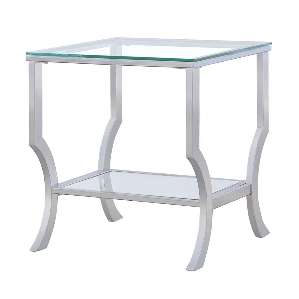 Saide Square End Table with Mirrored Shelf Chrome - 720337 - Luna Furniture - Dallas Store