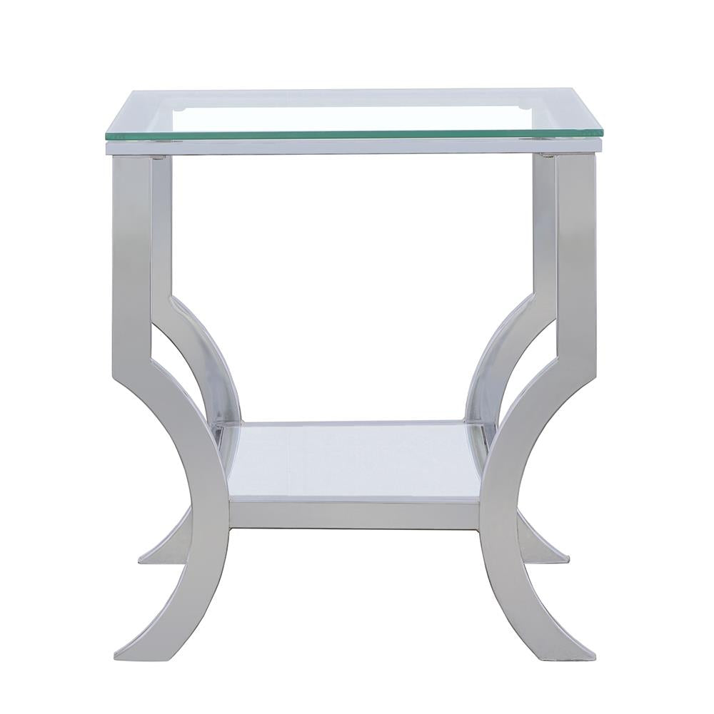 Saide Square End Table with Mirrored Shelf Chrome - 720337 - Luna Furniture - Dallas Store