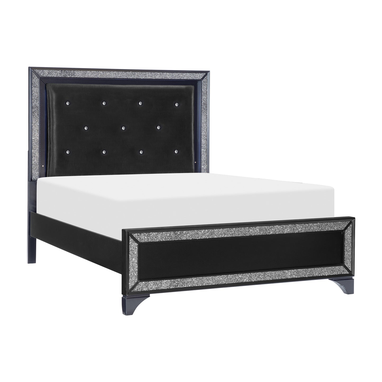 Salon Black King LED Upholstered Panel Bed - SET | 1572BKK-1 | 1572BKK-2 | 1572BK-3 - Luna Furniture - Dallas Store
