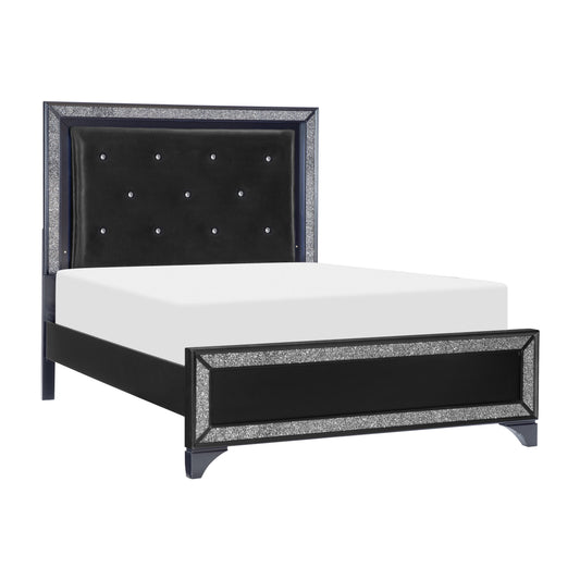 Salon Black Queen LED Upholstered Panel Bed - SET | 1572BK-1 | 1572BK-2 | 1572BK-3 - Luna Furniture - Dallas Store