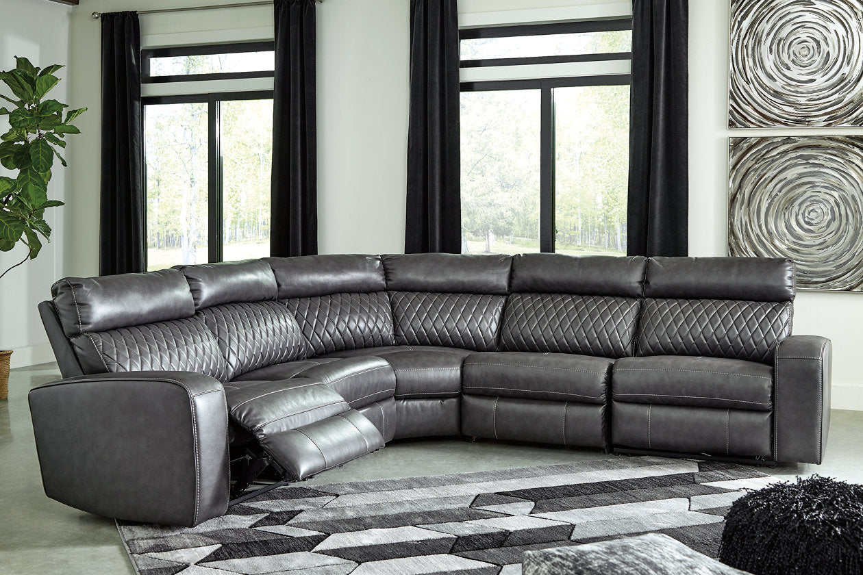 Samperstone Gray 5-Piece Power Reclining Sectional - SET | 5520319 | 5520346 | 5520358 | 5520362 | 5520377 - Luna Furniture - Dallas Store