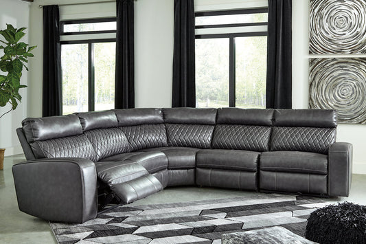 Samperstone Gray 5-Piece Power Reclining Sectional - SET | 5520319 | 5520346 | 5520358 | 5520362 | 5520377 - Luna Furniture - Dallas Store