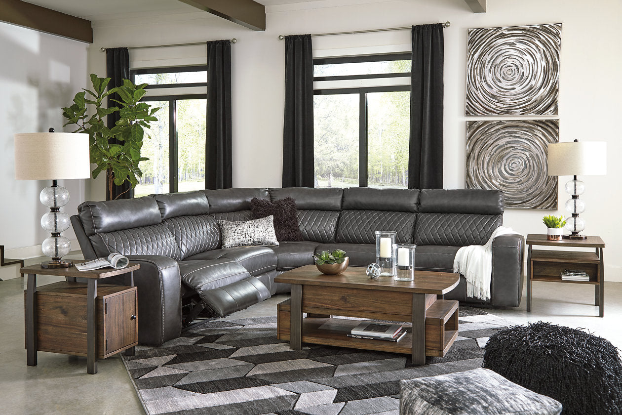 Samperstone Gray 5-Piece Power Reclining Sectional - SET | 5520319 | 5520346 | 5520358 | 5520362 | 5520377 - Luna Furniture - Dallas Store