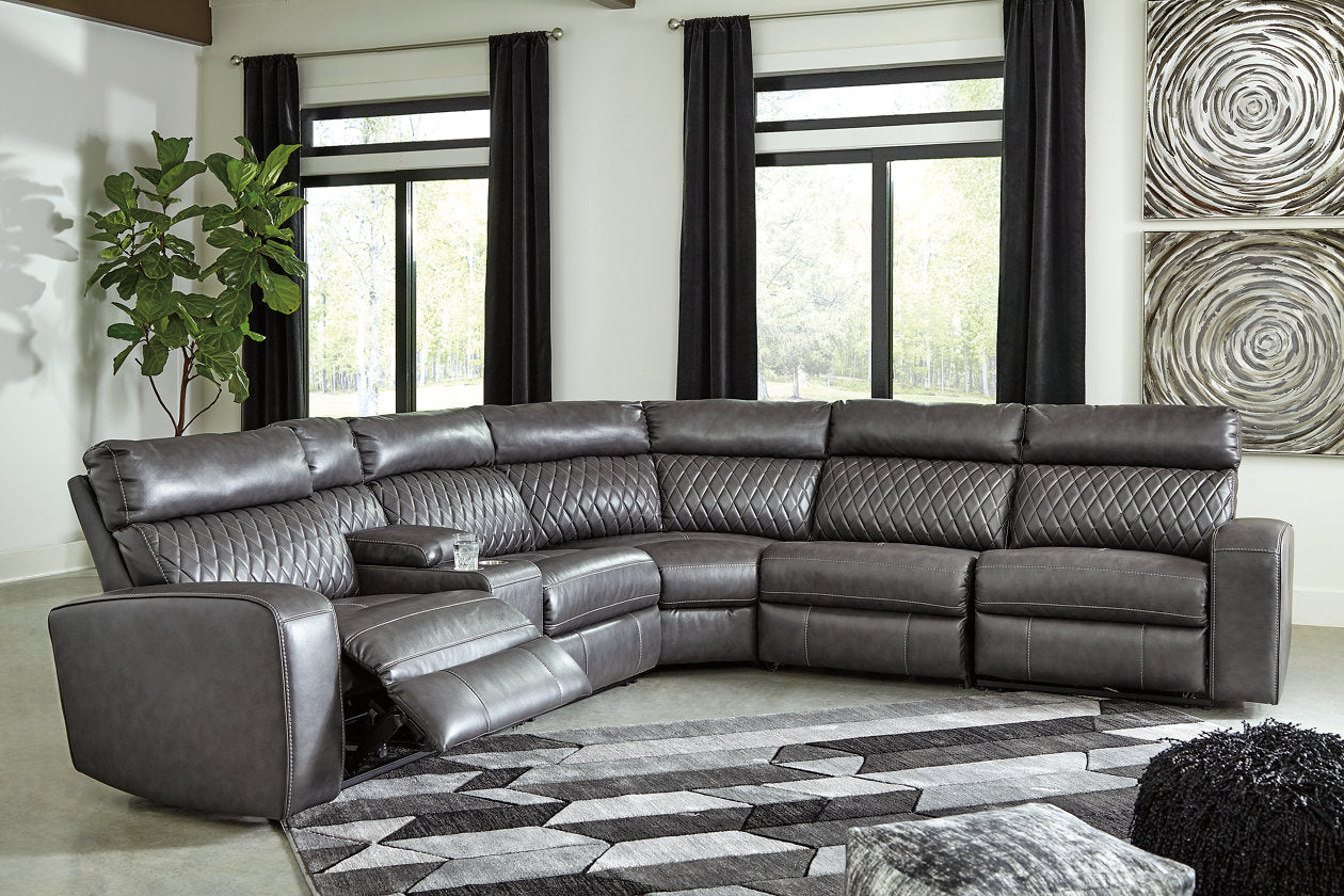 Samperstone Gray 6-Piece Power Reclining Sectional - SET | 5520319 | 5520346 | 5520357 | 5520358 | 5520362 | 5520377 - Luna Furniture - Dallas Store