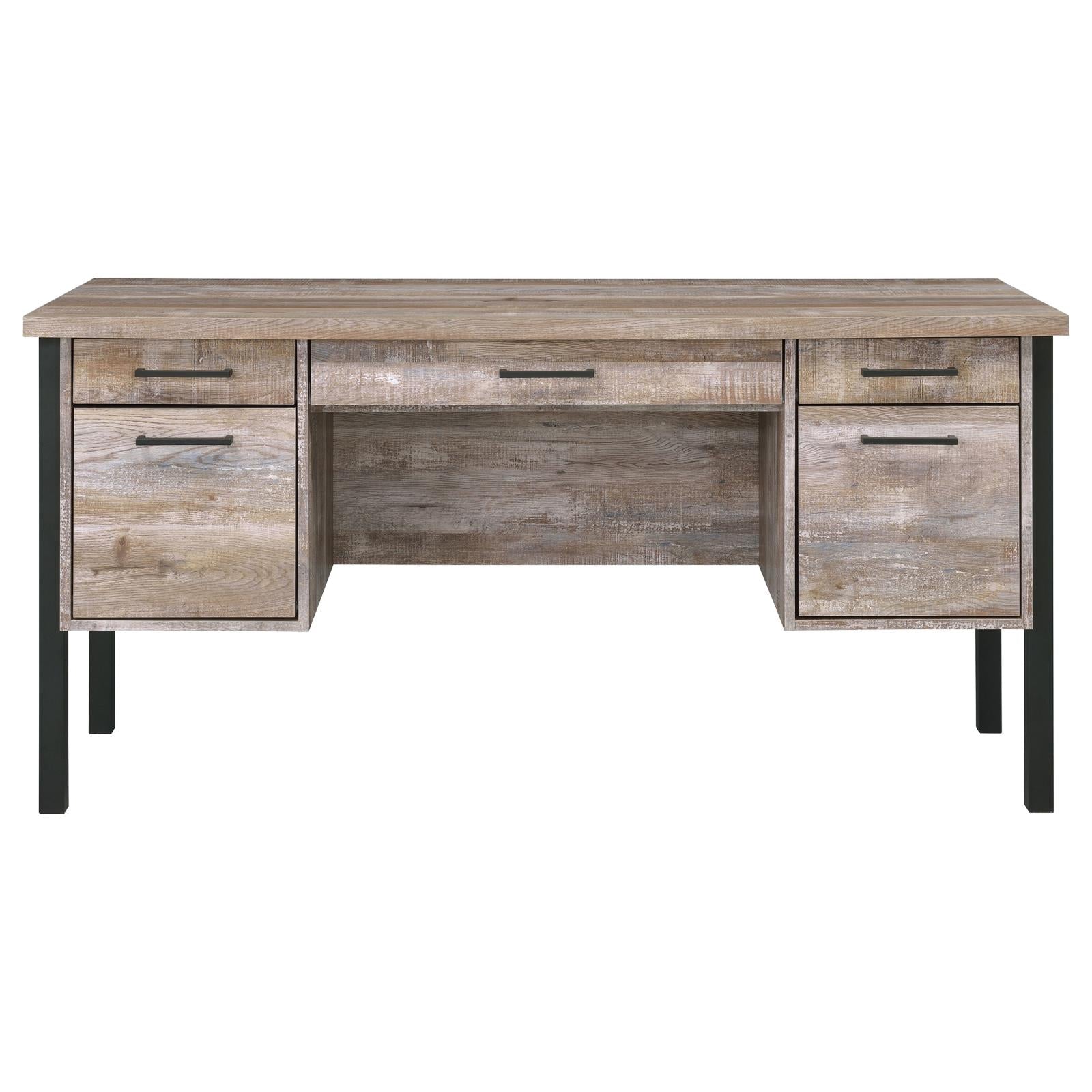 Samson Weathered Oak 4-Drawer Office Desk - 801950 - Luna Furniture - Dallas Store
