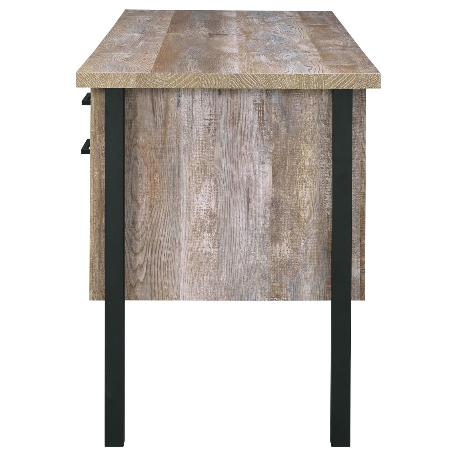 Samson Weathered Oak 4-Drawer Office Desk - 801950 - Luna Furniture - Dallas Store
