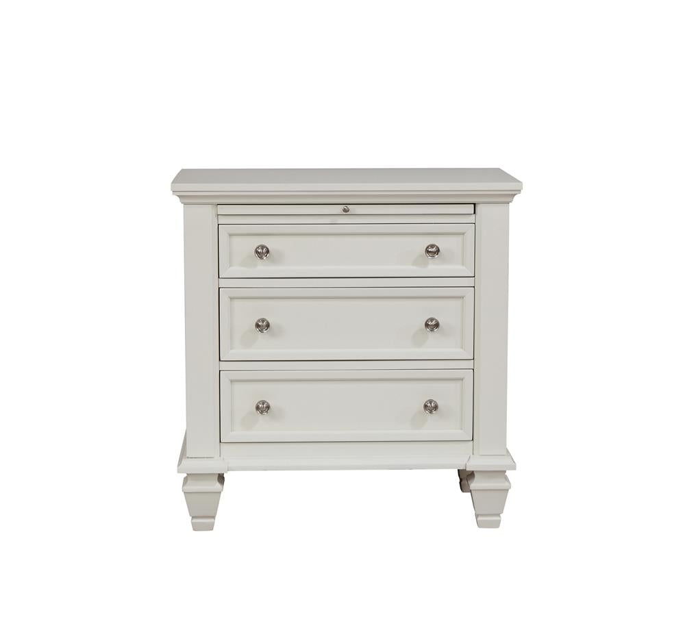 Sandy Beach 3-Drawer Nightstand White - 201302 - Luna Furniture - Dallas Store