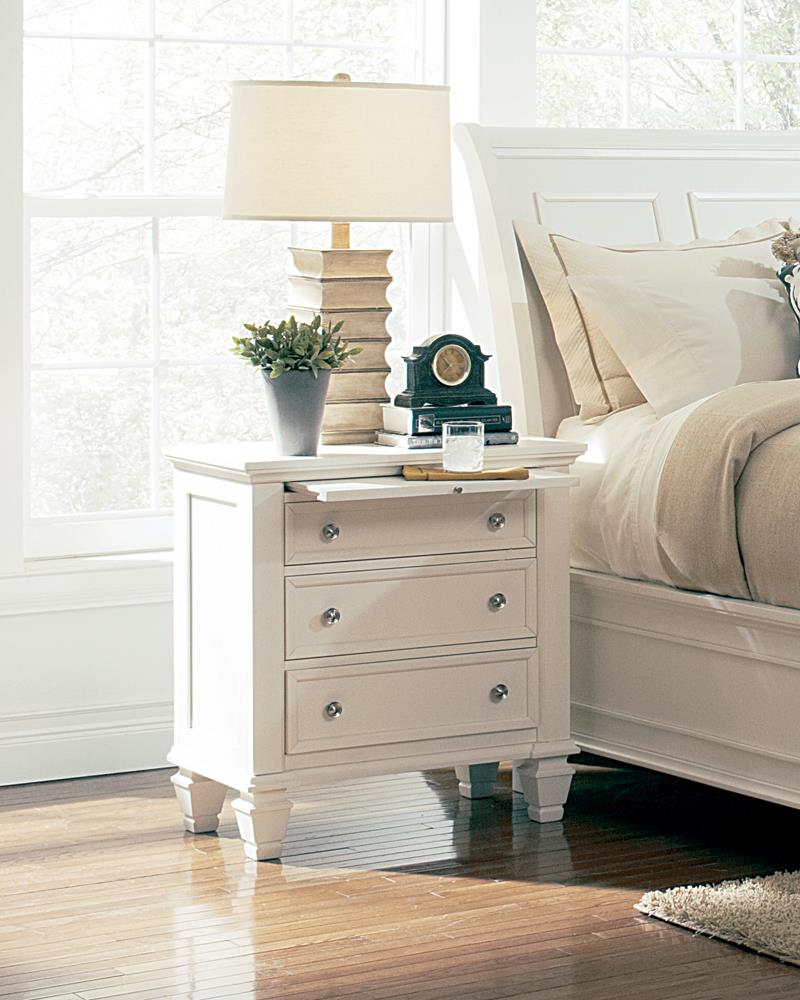 Sandy Beach 3-Drawer Nightstand White - 201302 - Luna Furniture - Dallas Store
