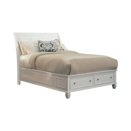 Sandy Beach Eastern King Storage Sleigh Bed White - 201309KE - Luna Furniture - Dallas Store