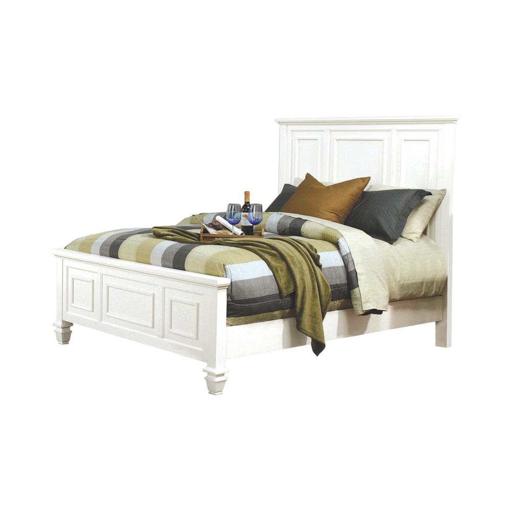 Sandy Beach Queen Panel Bed with High Headboard White - 201301Q - Luna Furniture - Dallas Store