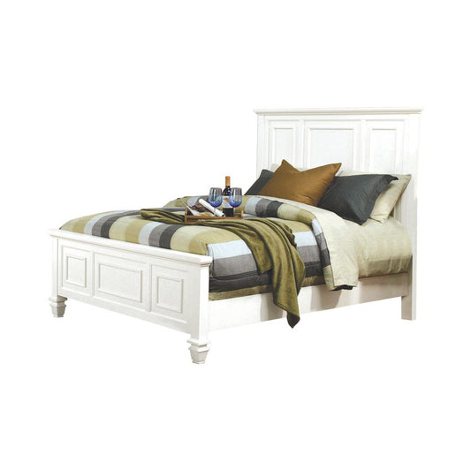 Sandy Beach Queen Panel Bed with High Headboard White - 201301Q - Luna Furniture - Dallas Store
