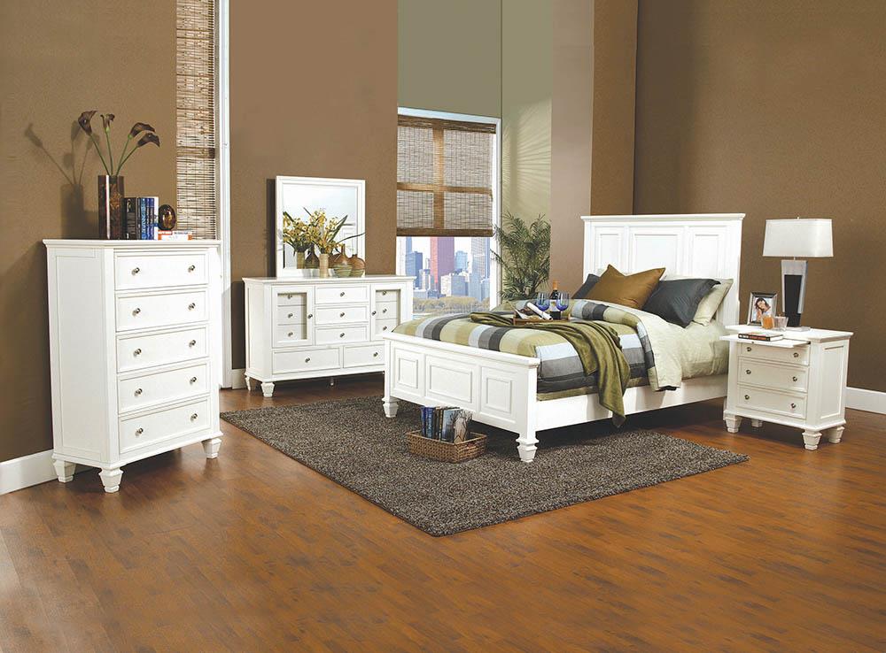 Sandy Beach Queen Panel Bed with High Headboard White - 201301Q - Luna Furniture - Dallas Store