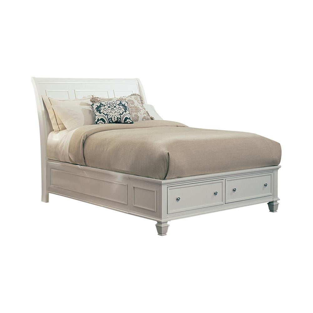Sandy Beach Queen Storage Sleigh Bed White - 201309Q - Luna Furniture - Dallas Store