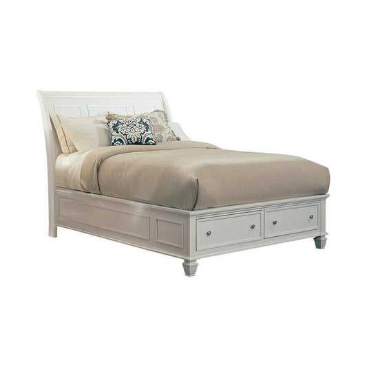 Sandy Beach Queen Storage Sleigh Bed White - 201309Q - Luna Furniture - Dallas Store