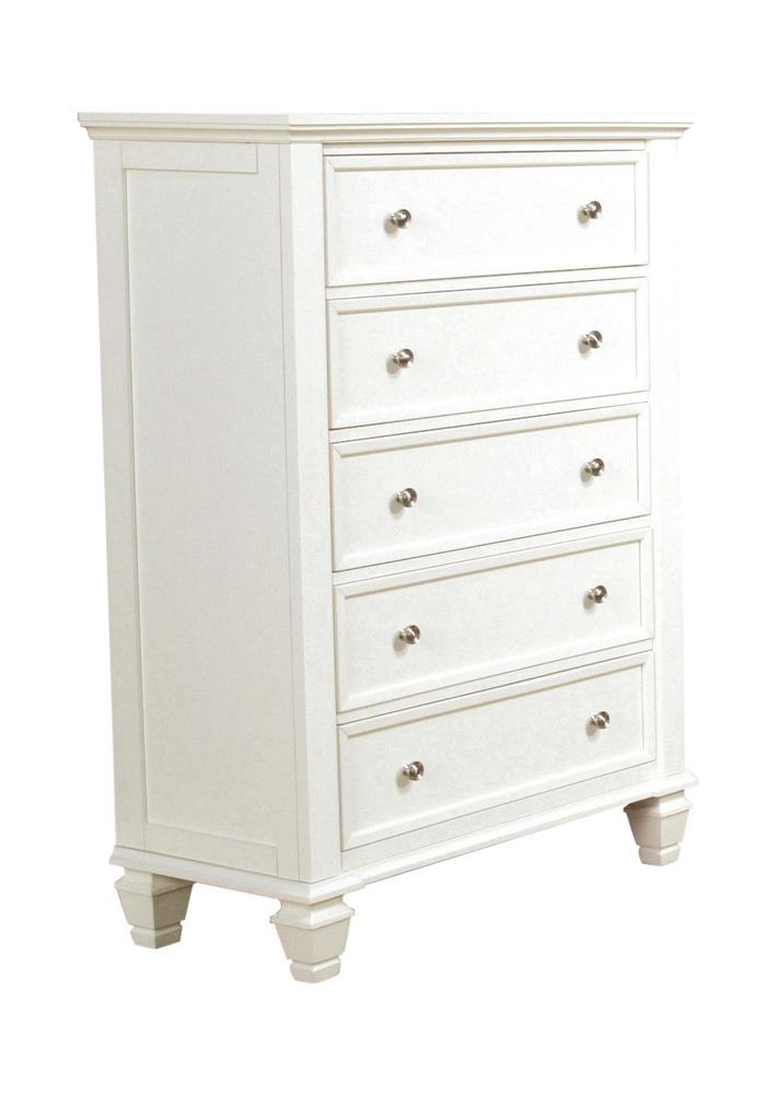 Sandy Beach White 5-Drawer Rectangular Chest - 201305 - Luna Furniture - Dallas Store