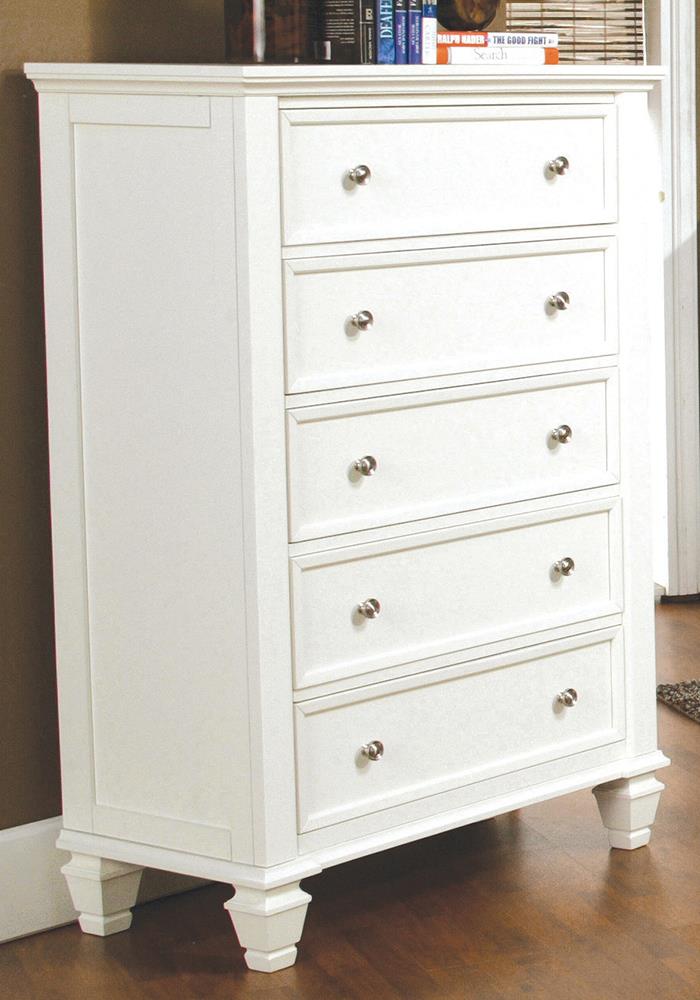 Sandy Beach White 5-Drawer Rectangular Chest - 201305 - Luna Furniture - Dallas Store