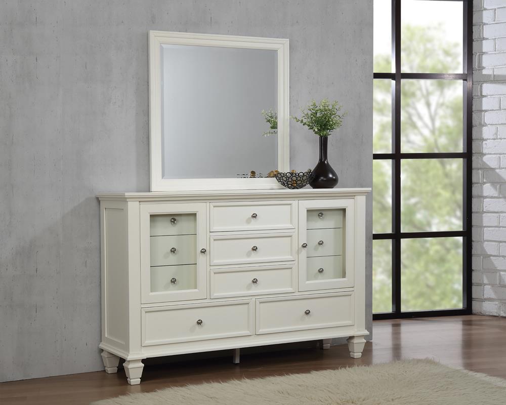 Sandy Beach White Rectangular Mirror - 201304 - Luna Furniture - Dallas Store