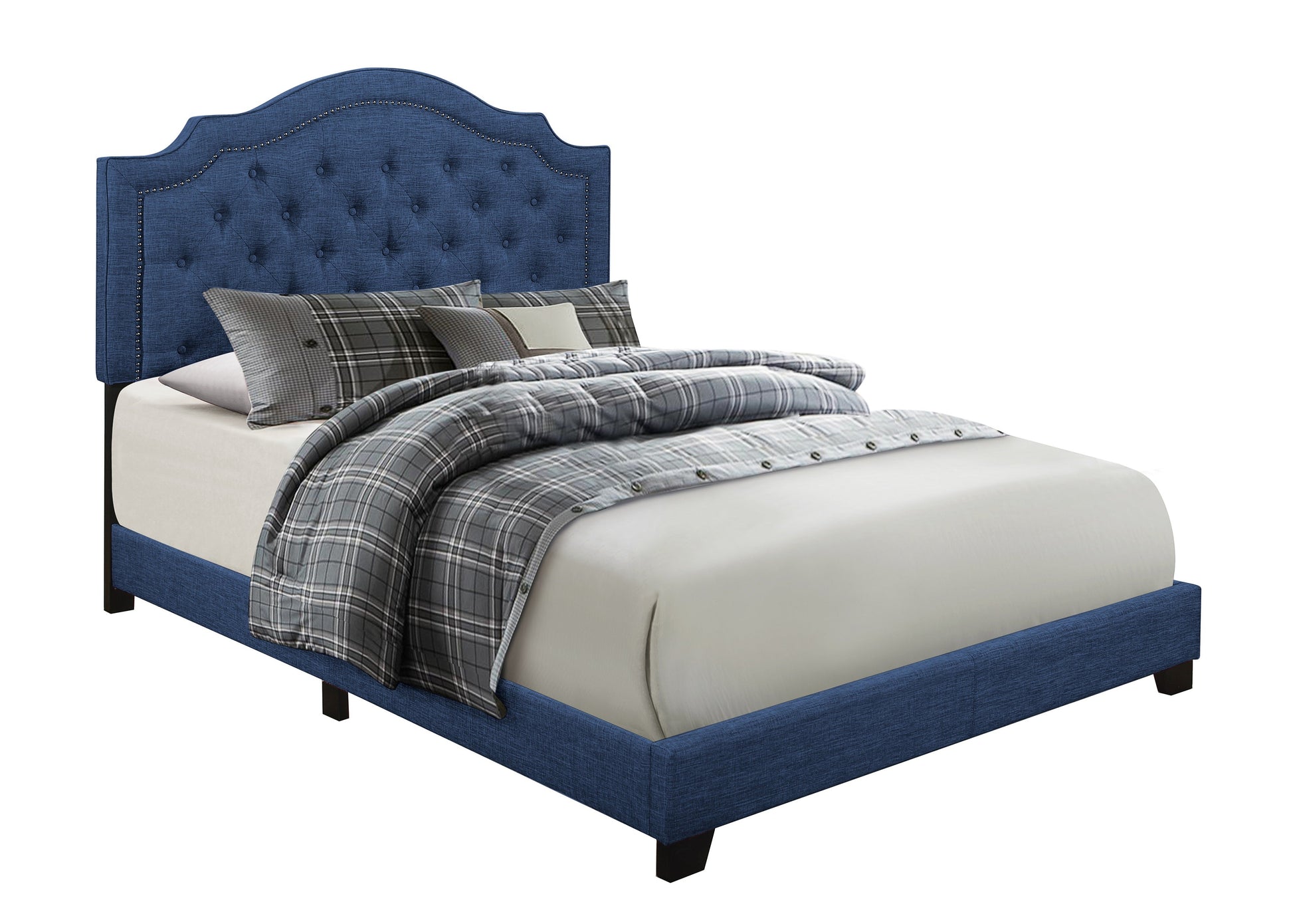 Sandy Blue Queen Upholstered Bed - SH255BLU-1 - Luna Furniture - Dallas Store