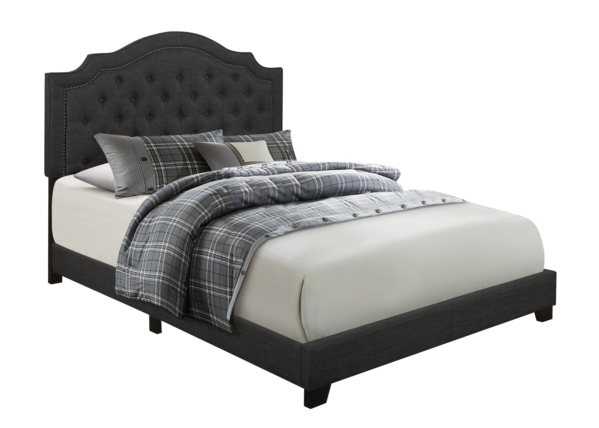 Sandy Dark Gray King Upholstered Bed - SH255KDGR-1 - Luna Furniture - Dallas Store