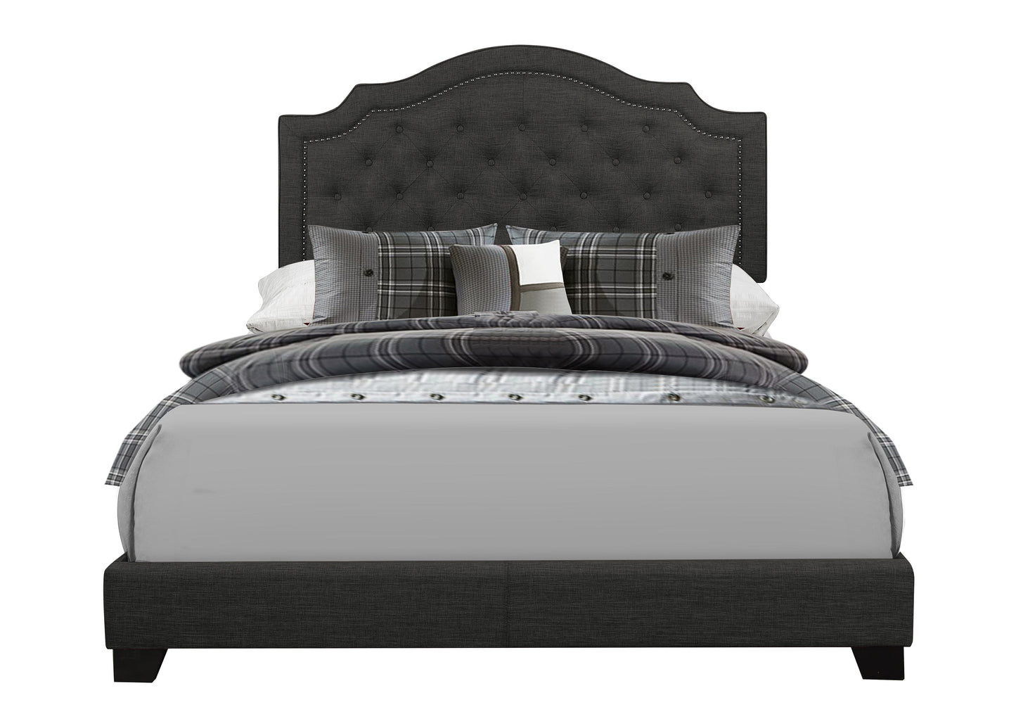 Sandy Dark Gray King Upholstered Bed - SH255KDGR-1 - Luna Furniture - Dallas Store