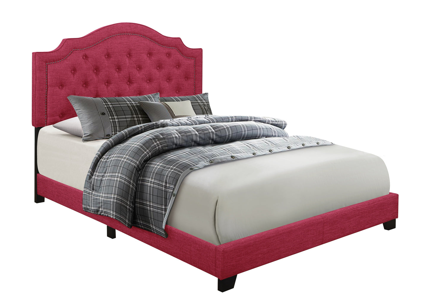 Sandy Pink Queen Upholstered Bed - SH255PNK-1 - Luna Furniture - Dallas Store
