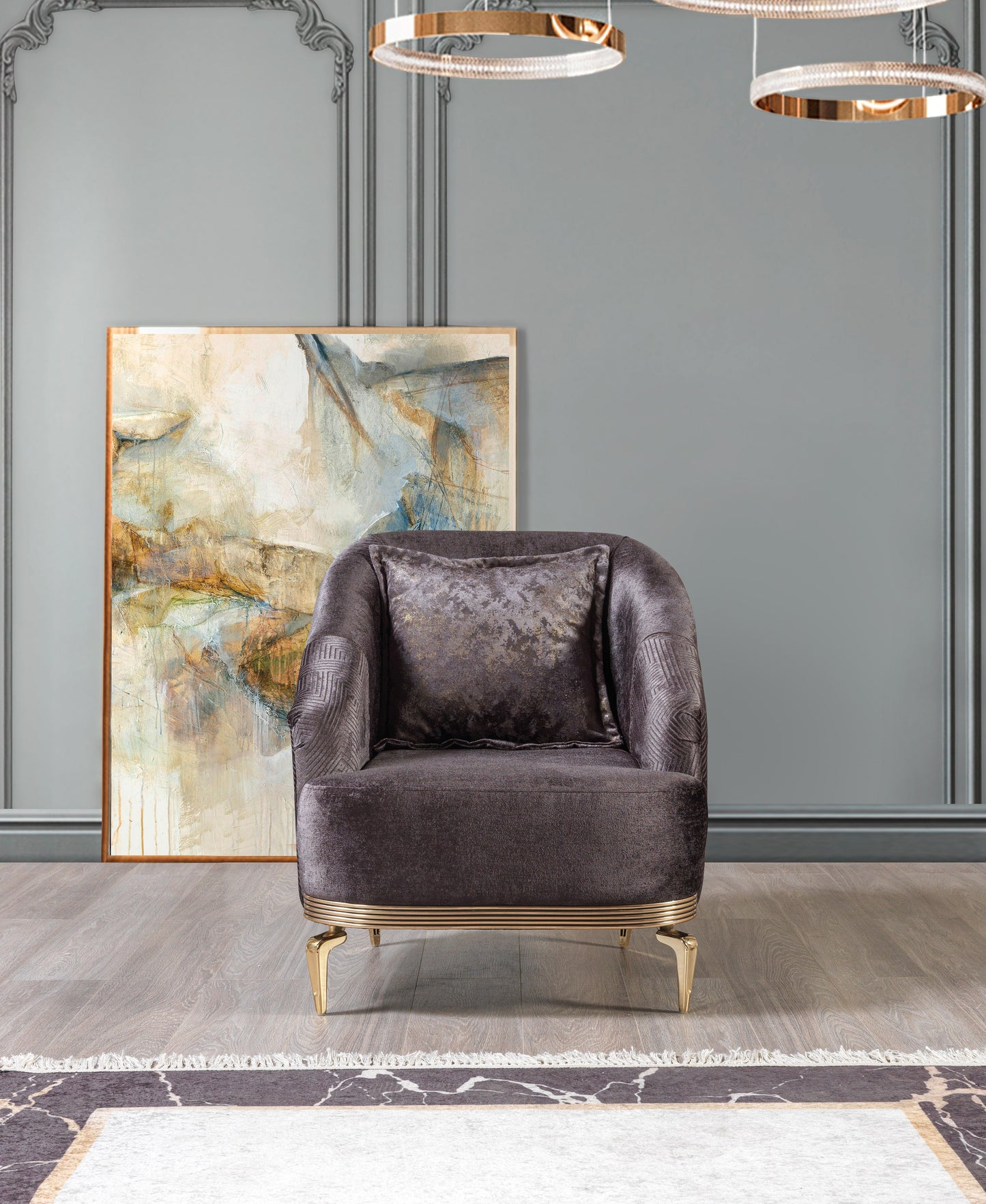 Santana Smoke Velvet Chair - SANTANASMOKE-CHAIR - Luna Furniture - Dallas Store