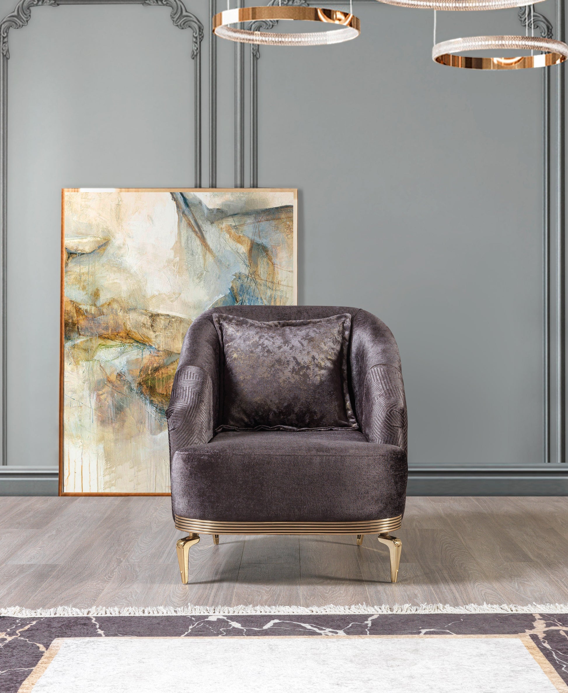 Santana Smoke Velvet Chair - SANTANASMOKE-CHAIR - Luna Furniture - Dallas Store