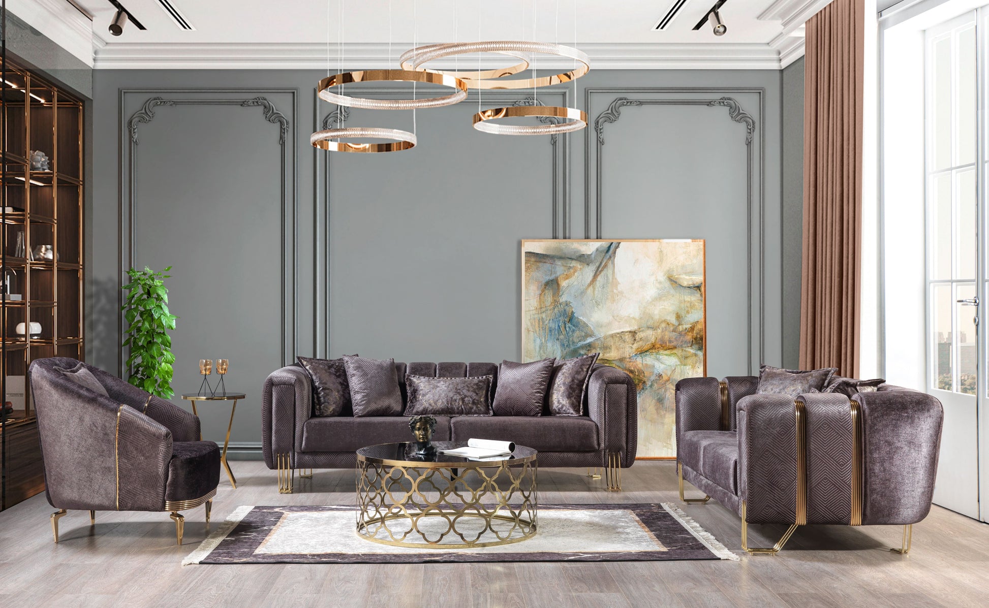 Santana Smoke Velvet Chair - SANTANASMOKE-CHAIR - Luna Furniture - Dallas Store