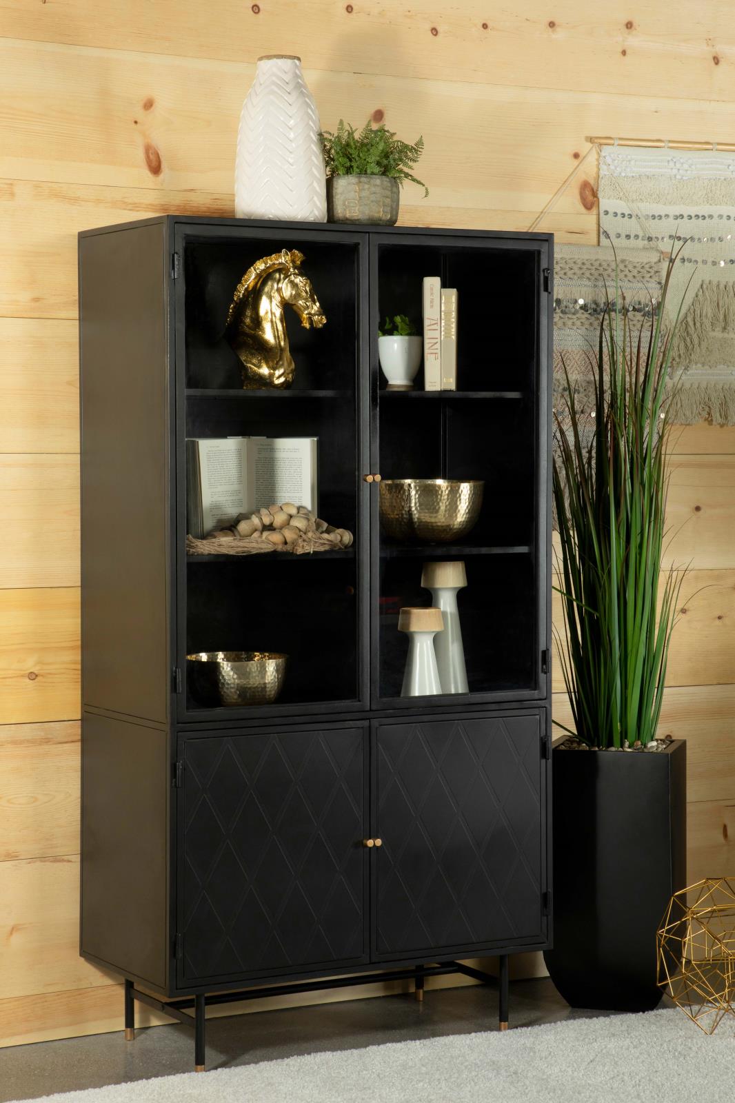 Santiago Matte Black Rectangular 4-Door Cabinet - 951134 - Luna Furniture - Dallas Store