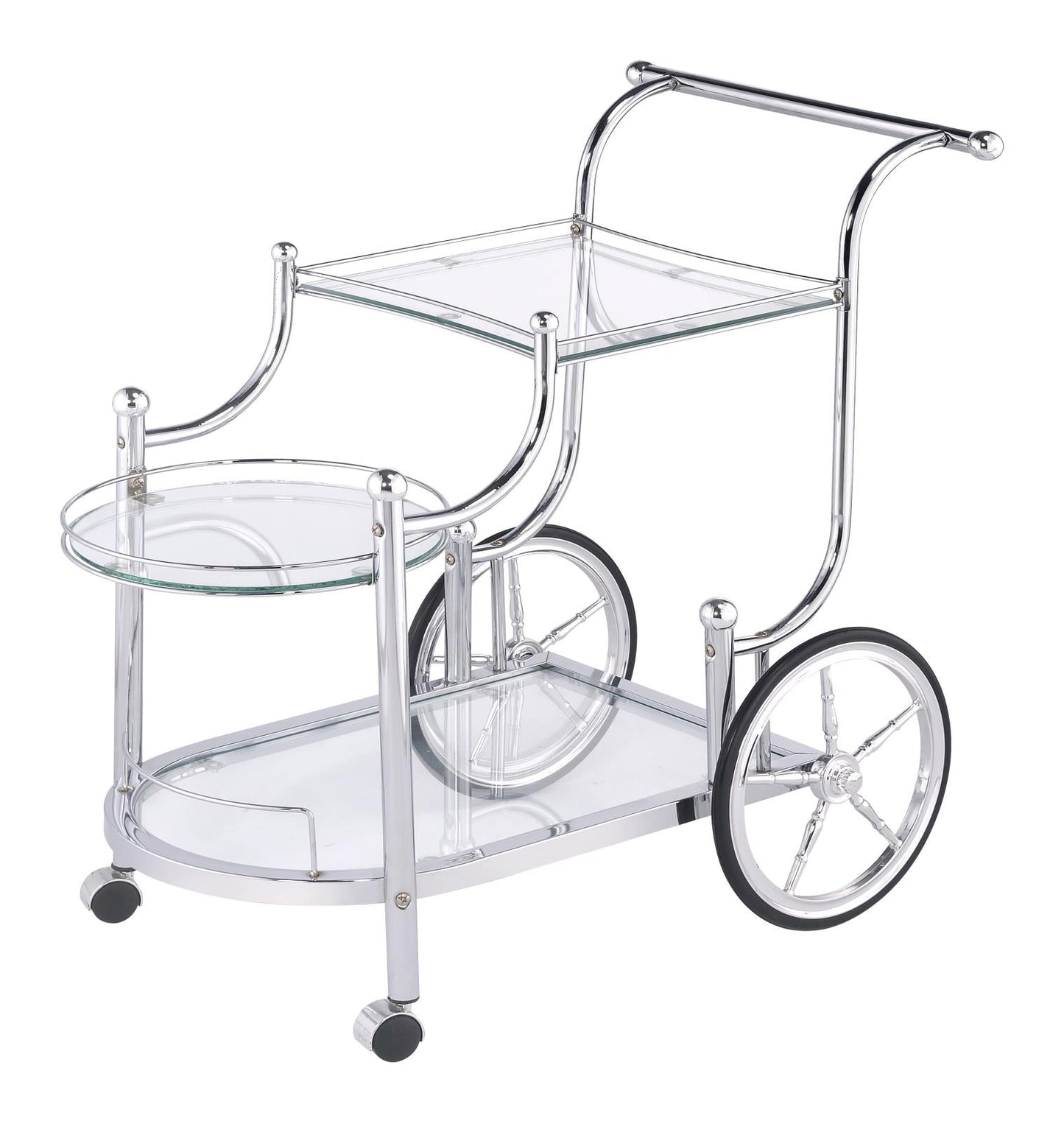 Sarandon Chrome/Clear 3-Tier Serving Cart - 910076 - Luna Furniture - Dallas Store