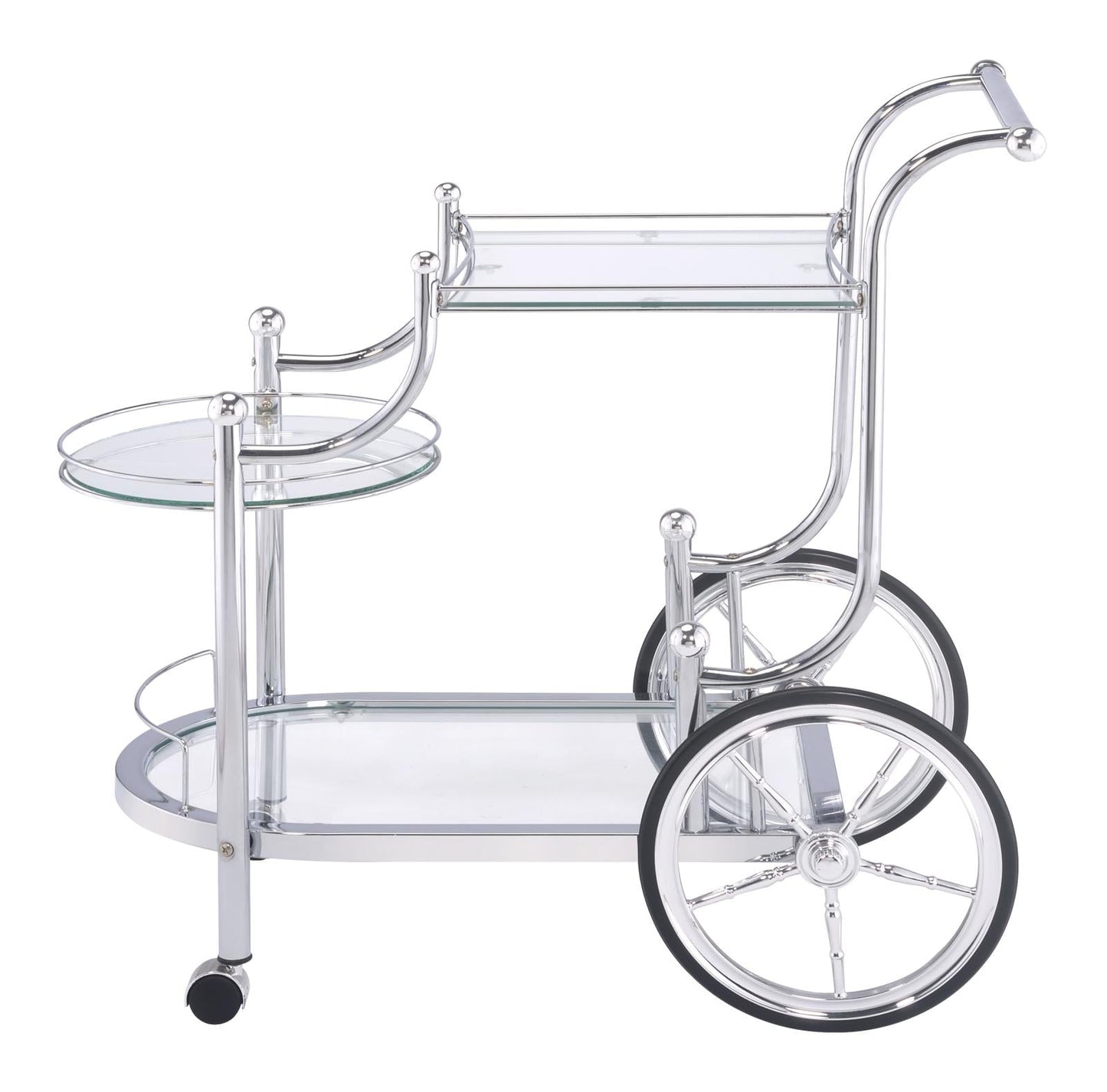 Sarandon Chrome/Clear 3-Tier Serving Cart - 910076 - Luna Furniture - Dallas Store